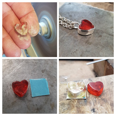 Special commission to make a red seaglass heart pendant..