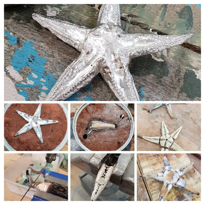 Handcrafted Large Starfish Brooch .. Made using a sand cast of the customers original starfish found on a sunny shore ..