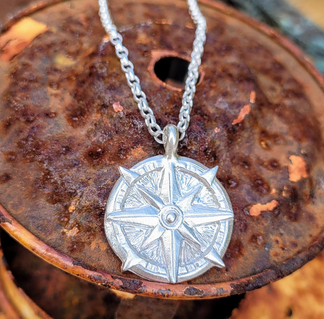 Sterling silver sale compass rose pendant