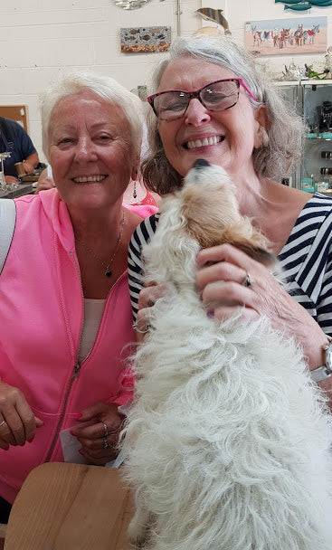Lovely ladys visiting Coastal and getting kisses from Flossy ..