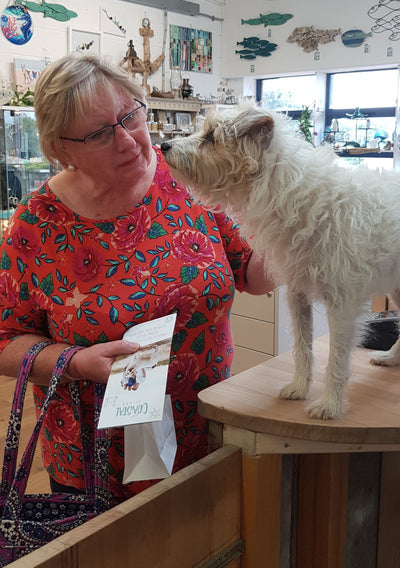 Flossy loving a visit from a lovely customer