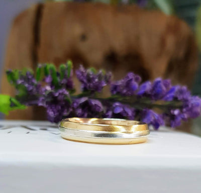 A Gold Wedding Band Up Dated to a Contemporary Style With a Silver Band ..