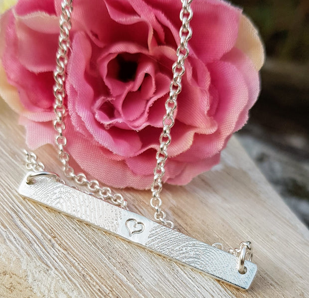 Silver Handwriting Bar Necklace