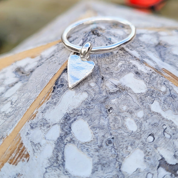 Small Vintage Heart Dangle Ring