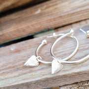 Small Vintage Heart Hoop Earrings