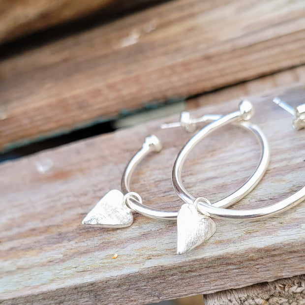 Small Vintage Heart Hoop Earrings