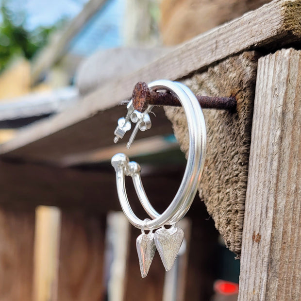 Small Vintage Heart Hoop Earrings