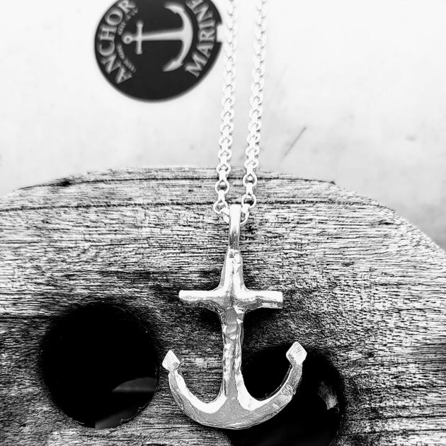 Large Vintage Anchor Necklace – Coastal Silver