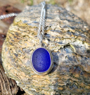 Deep Blue Pool Sea Glass Necklace (47)