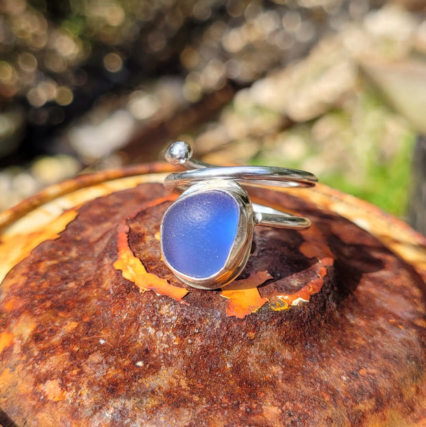 Blue Lagoon Sea Glass Ring  (88)