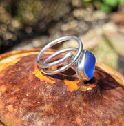 Blue Lagoon Sea Glass Ring  (88)