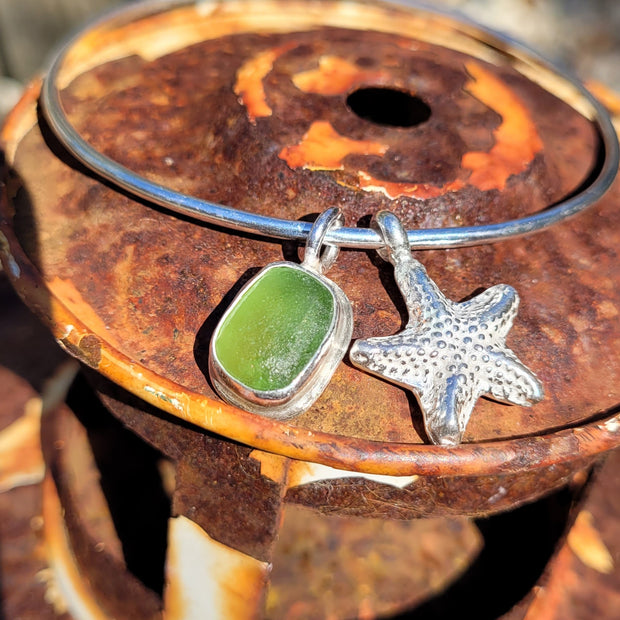 Starfish Pool Sea Glass Bangle or Necklace (35)