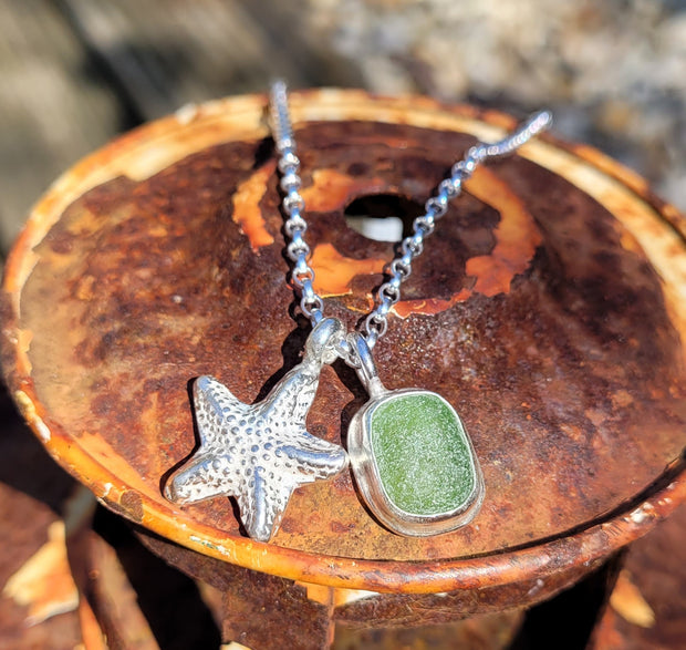 Starfish Pool Sea Glass Bangle or Necklace (35)