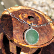 Green Goddess Sea Glass Necklace  (83)