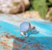 Penzance Blue, Sea Glass Ring (107)