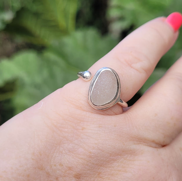 Cornish Sea Spray Sea Glass Ring (105)