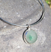 Sea Green Marble Sea Glass Bangle or Necklace (118)