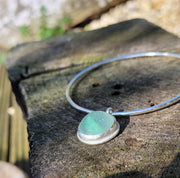 Sea Green Marble Sea Glass Bangle or Necklace (118)