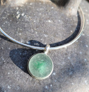 Seaweed Green Marble Sea Glass Bangle or Necklace (119)