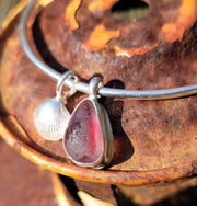 Pink Sunset Sea Glass Bangle or Necklace (129)