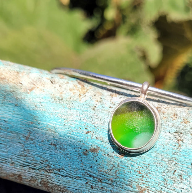 Pool Green Shades Sea Glass Bangle or Necklace (121