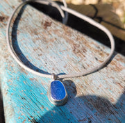 Cobalt Blue Sea Glass on Cord as Bracelet or Necklace (140)