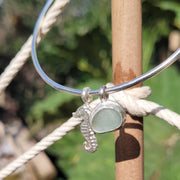 Sea Foam Bean Sea Glass Bangle or Necklace (153)