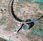 Sea Foam Bean Sea Glass Bangle or Necklace (153)