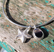 Deep Purple Sea Star Sea Glass Bangle or Necklace (154)