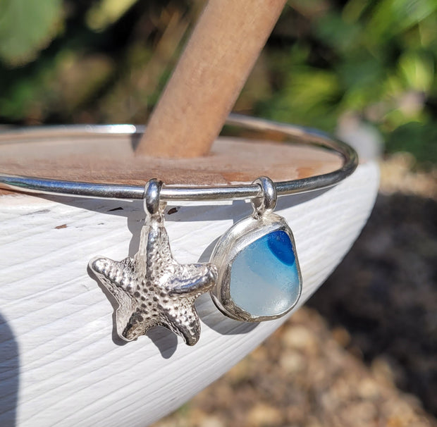 Shades Of Paradise Sea Glass Bangle or Necklace (155)