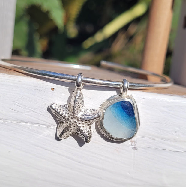 Shades Of Paradise Sea Glass Bangle or Necklace (155)