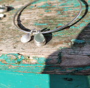 Seafoam Bean Sea Glass Bangle or Necklace (161)