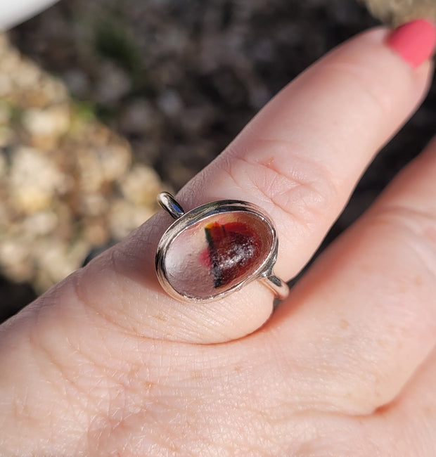 A Little Piece of Rainbow Sea Glass Ring (96)