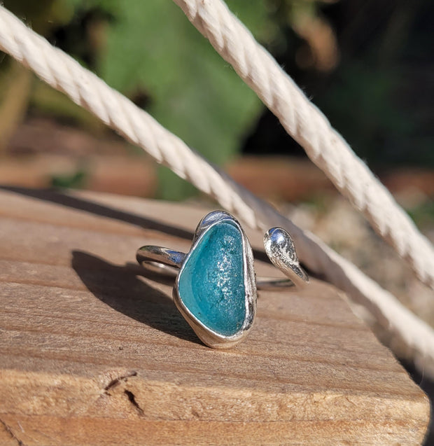 Blue Lagoon Sea Glass Ring (79)