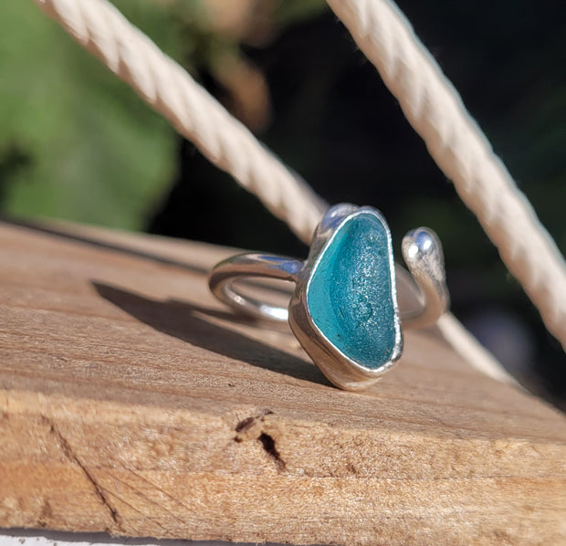 Blue Lagoon Sea Glass Ring (79)