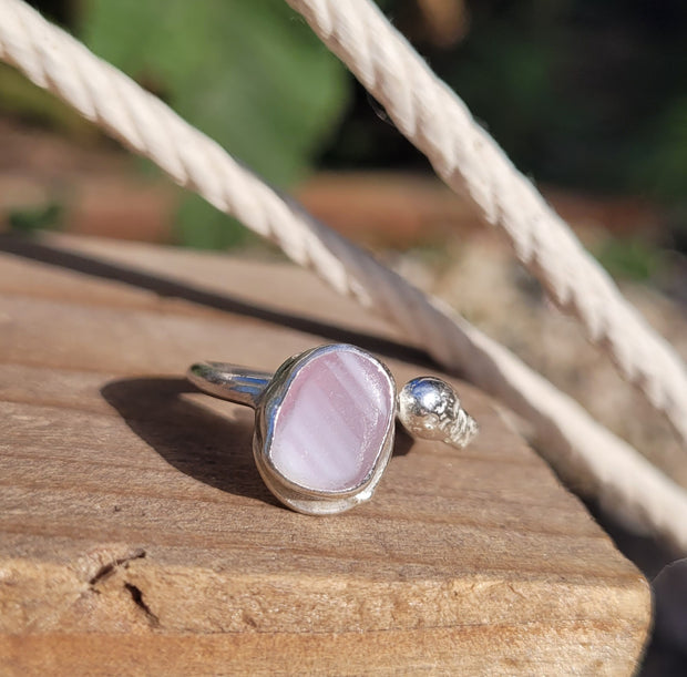 Pearl Pink Sea Glass Ring (94)