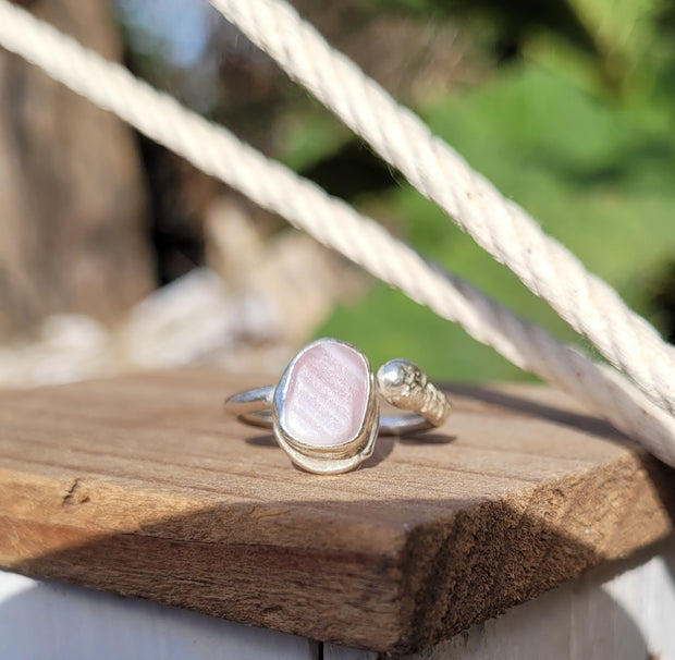 Pearl Pink Sea Glass Ring (94)