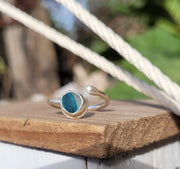Blue Rainbow Sea Glass Ring (98)
