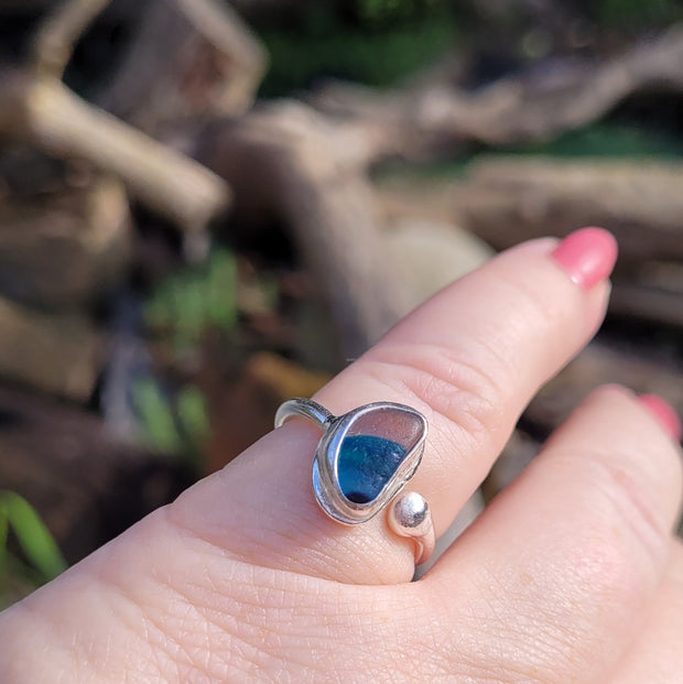 Shades of Ocean & Sky Sea Glass Ring (86)