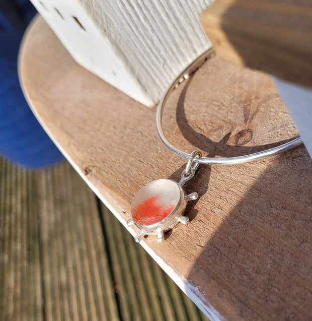 Starfish Orange Sea Marble Sea Glass Bangle or Necklace (167)