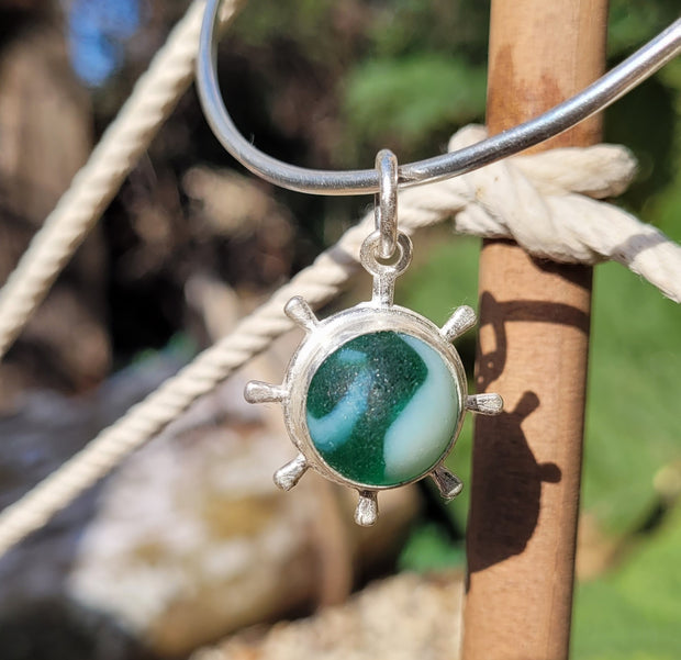 Swirling Tide Sea Marble Sea Glass Bangle or Necklace (147)