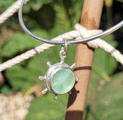 Green Tide Sea Marble Sea Glass Bangle or Necklace (165)