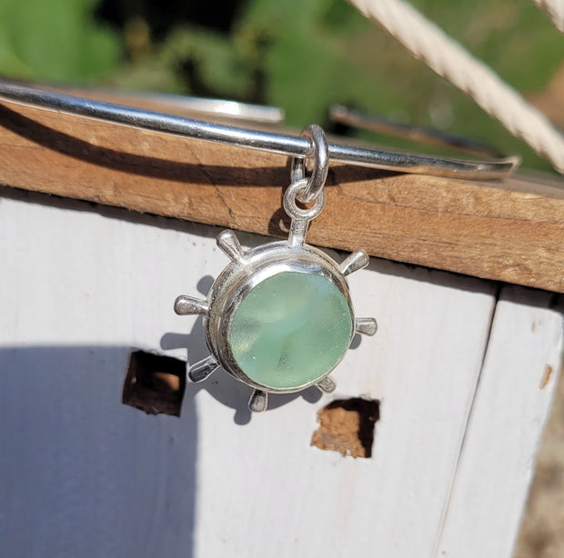 Green Tide Sea Marble Sea Glass Bangle or Necklace (165)