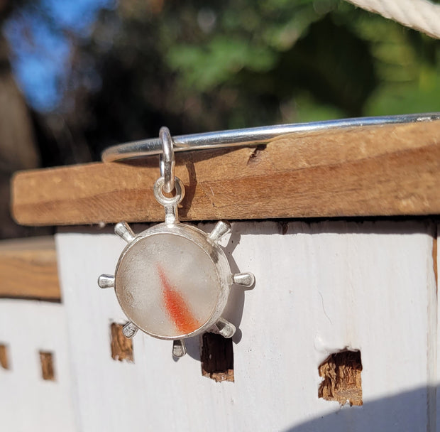Orange Sunset Sea Marble Sea Glass Bangle or Necklace (168)
