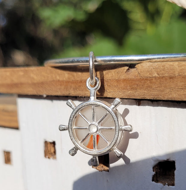 Orange Sunset Sea Marble Sea Glass Bangle or Necklace (168)