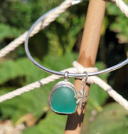 Teal Coral Reef Sea Glass Bangle or Necklace (173)