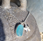 Aqua Ocean Sea Glass Necklace (172)