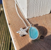 Aqua Ocean Sea Glass Necklace (172)