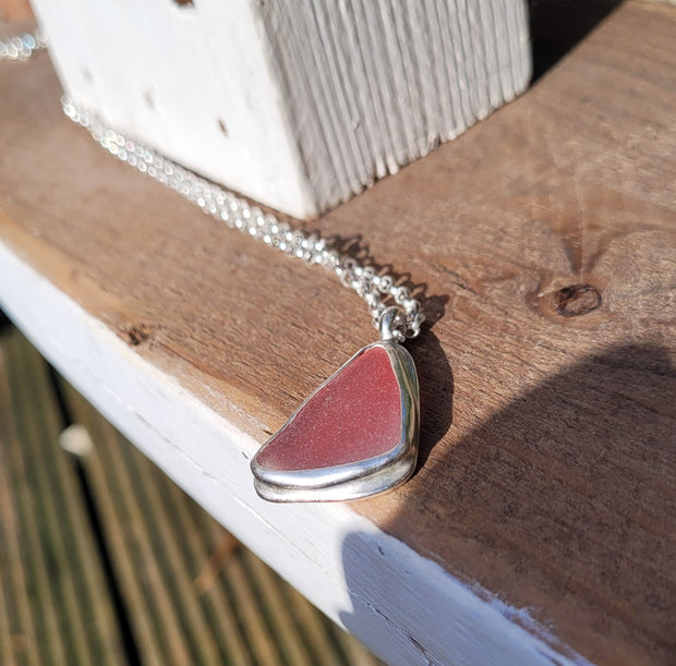 Pink Tide Sea Glass Necklace (128)