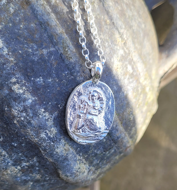 Handcrafted Large St Christopher Necklace
